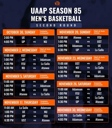 uaap men's basketball schedule|SCHEDULE: UAAP Season 85 men’s basketball first .